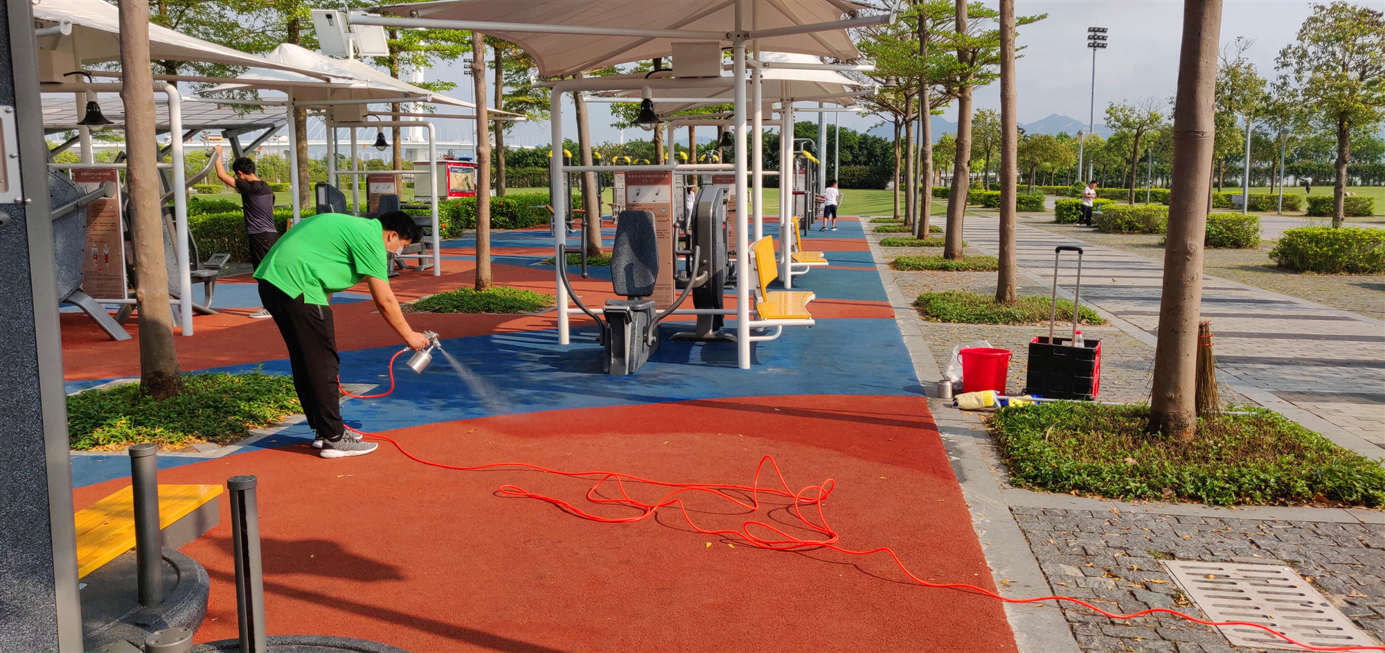 【格安瑞環保】南山區海風運動廣場塑膠場地污染治理案例