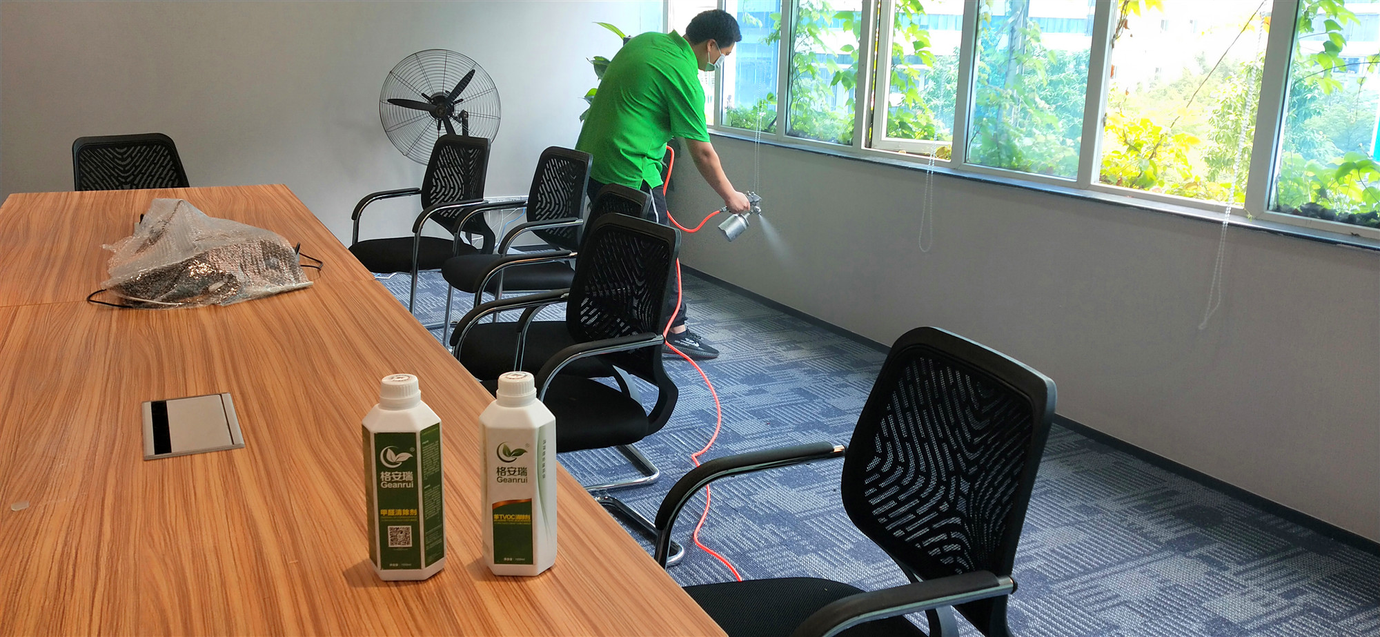 【格安瑞環(huán)保】南山區(qū)國微大廈辦公室裝修污染治理案例